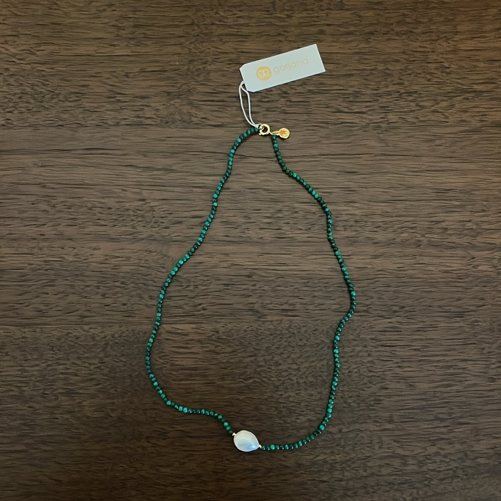 NWT Gorjana Phoebe Pearl Malachite Bead Necklace